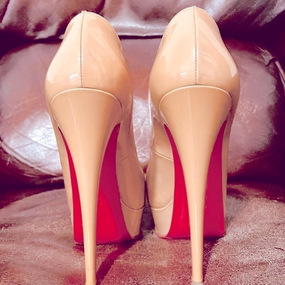 Christian Louboutin Shoes - Christian Louboutin Lady Peep 150mm, 1” platform EU 38. Patent nude leather
